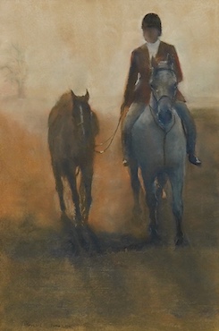 Pincus, pastel, Huntsman and horses, signed and dated June '00, 43 x 28cm. Condition - good